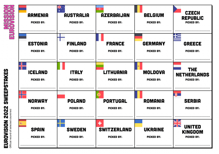 Eurovision 2022 Sweepstakes Mission Eurovision